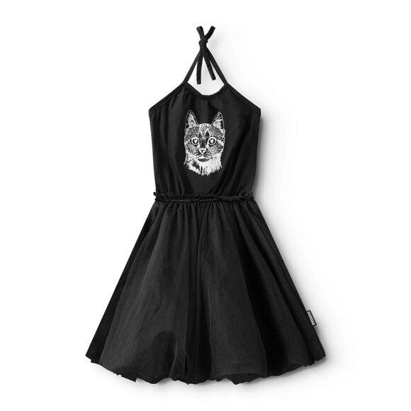 Nununu Cool Cat Collar Dress in Black - Picture 1 of 4